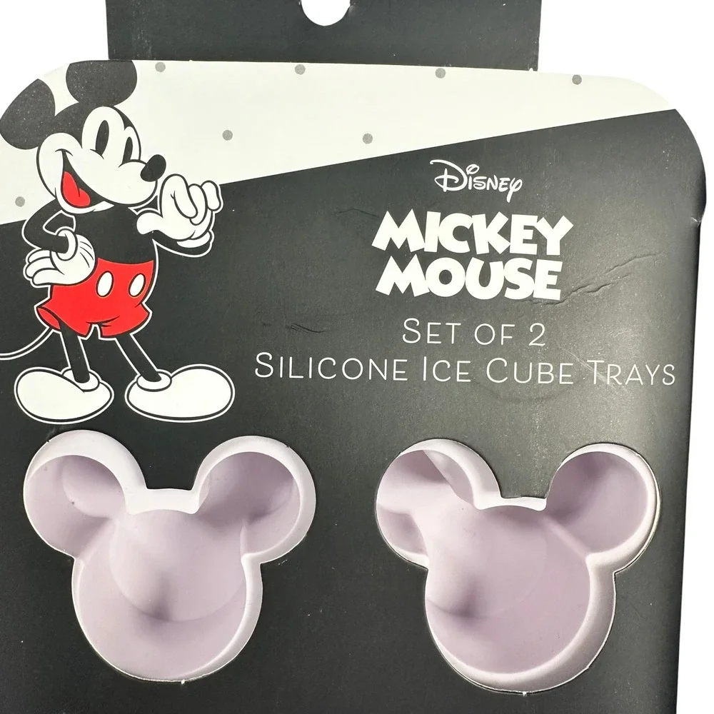 Disney Mickey Minnie Mouse Silicone Ice Cube‎ Trays Set of 2 Purple Lavender New
